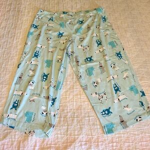 Secret Treasures Light Blue Dog Print Pajama Capris XL (16-18) Women’s